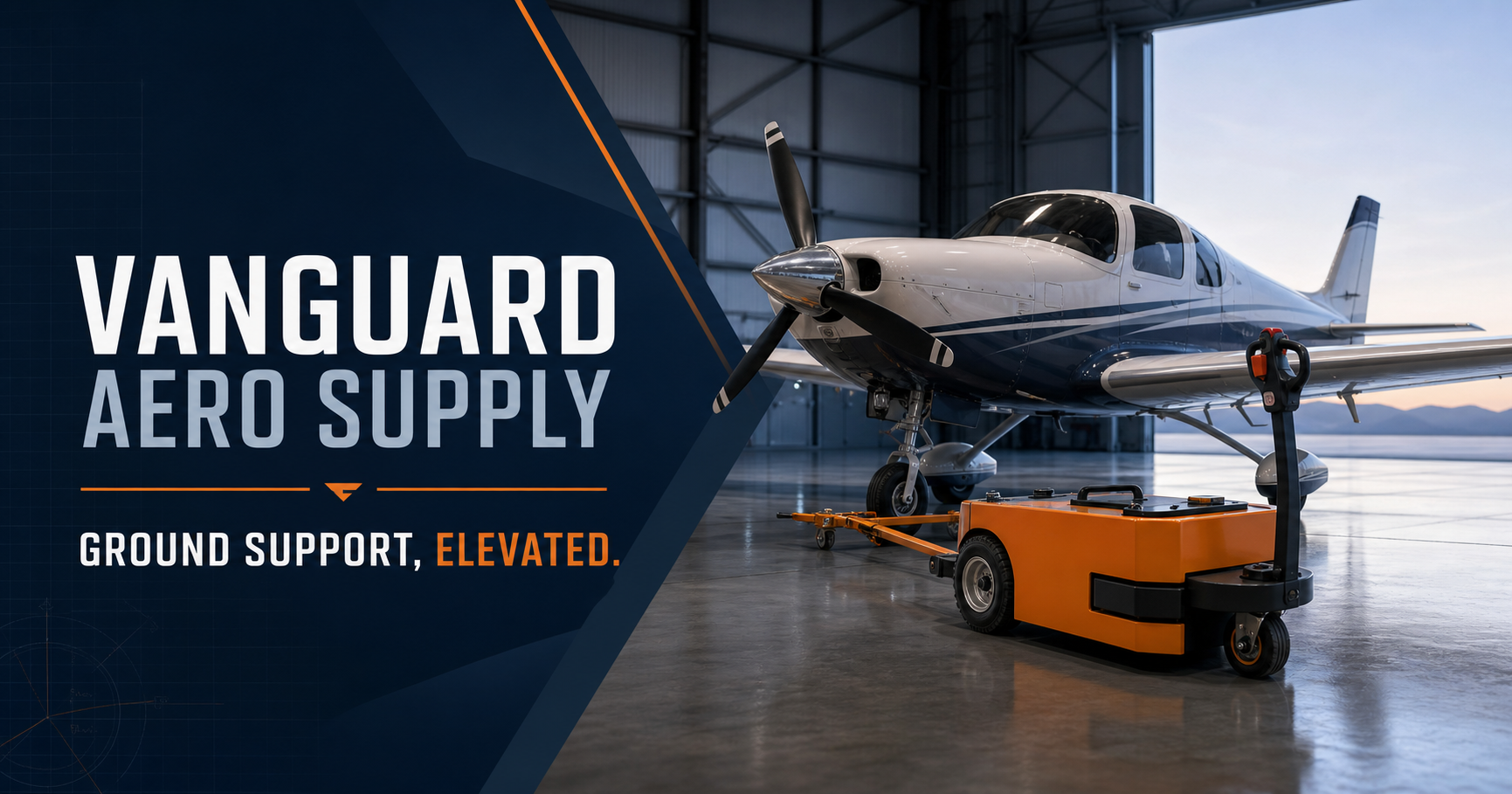 Aircraft and electric tug in a hangar